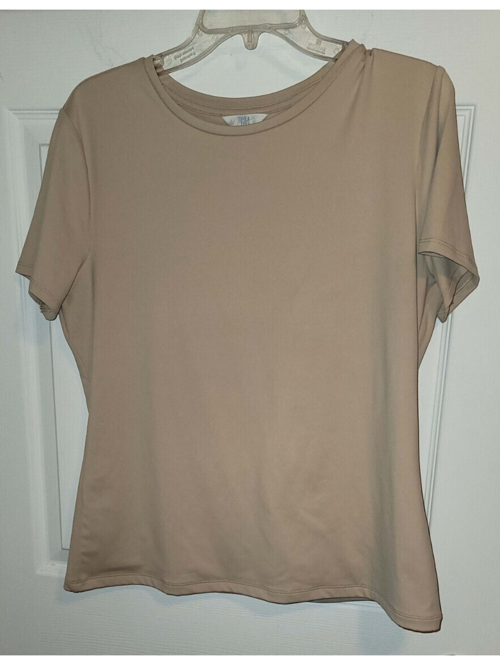 TIME & TRU BEIGE SMOOTH STRETCH T-SHIRT SIZE XL (16-18)